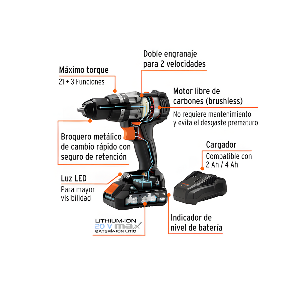 Taladro Percutor Brushless Truper Max (101453)